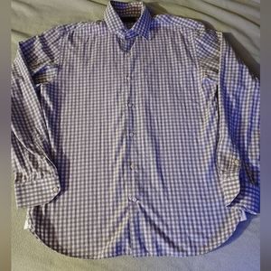 Bloomingdales The Mens store dress shirt lavendar gray plaid check medium